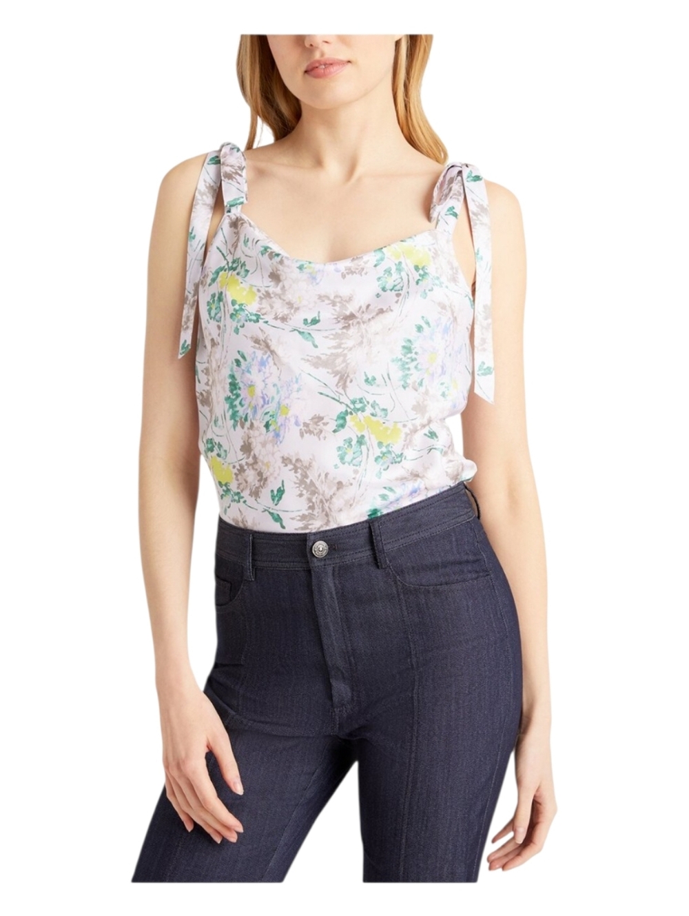 Cinq A Sept Light Washed Floral Tied Marta Cami Size XS